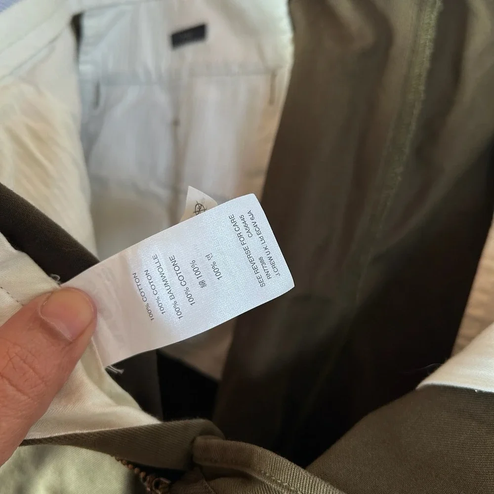 J.Crew Essential Chino Pants Mens 35x32 Olive Green 100%‎ Cotton RN77388